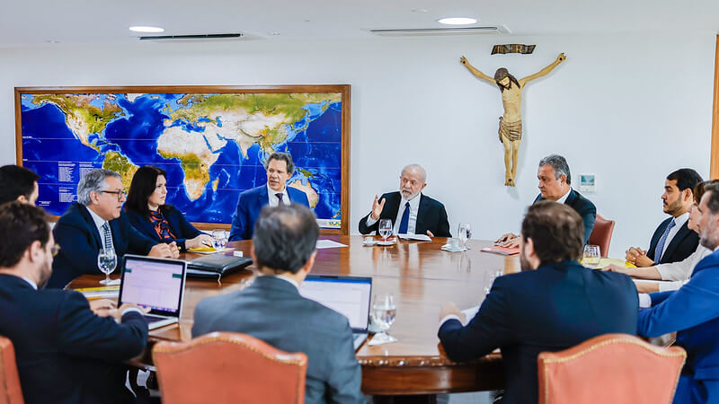 Lula discute situação do Rio Grande do Sul com ministros. Foto: Ricardo Stuckert/PR