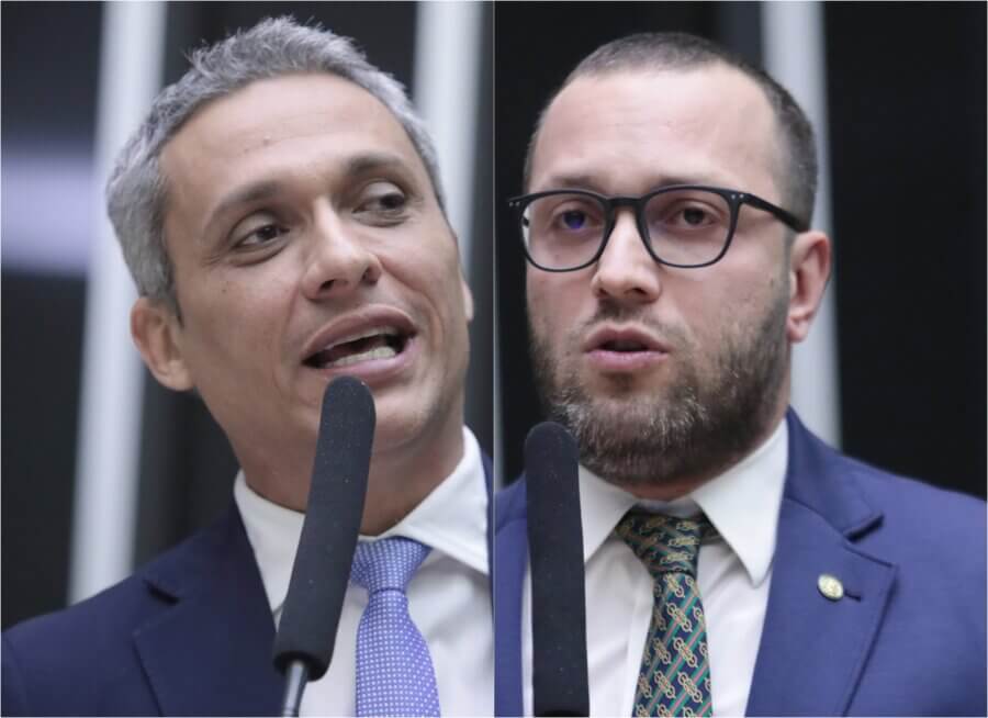 O deputados Gustavo Gayer (PL-GO) e Filipe Barros (PL-SC). Fotos: Mario Agra/Câmara dos Deputados e
