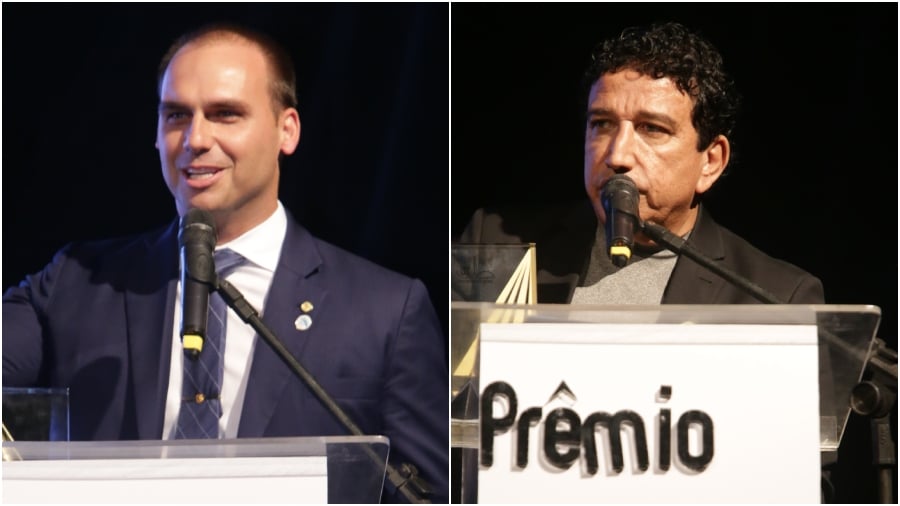 Eduardo Bolsonaro (esq.) e Magno Malta (dir.) foram escolhidos pelo público como os melhores deputado e senador, respectivamente | Foto: Paulo Negreiros