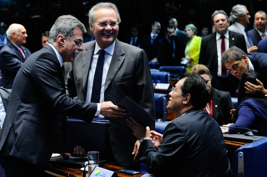 Da esquerda para a direita: Romero Jucá, Renan Calheiros e Eduardo Braga. Foto: Marcos Oliveira/Ag. Senado