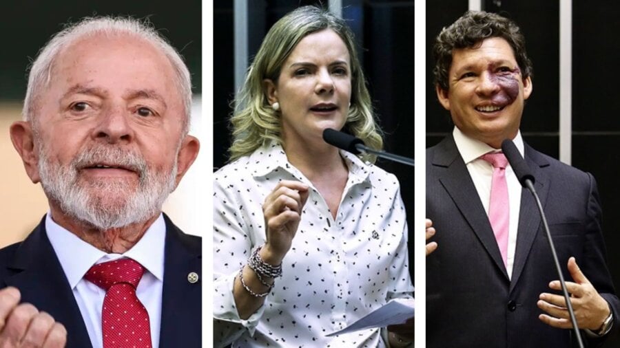 Presidente Lula, Gleisi Hoffmann e Reginaldo Lopes avaliam o desempenho do PT nas eleições. Foto: Agência Brasil/Câmara dos Deputados