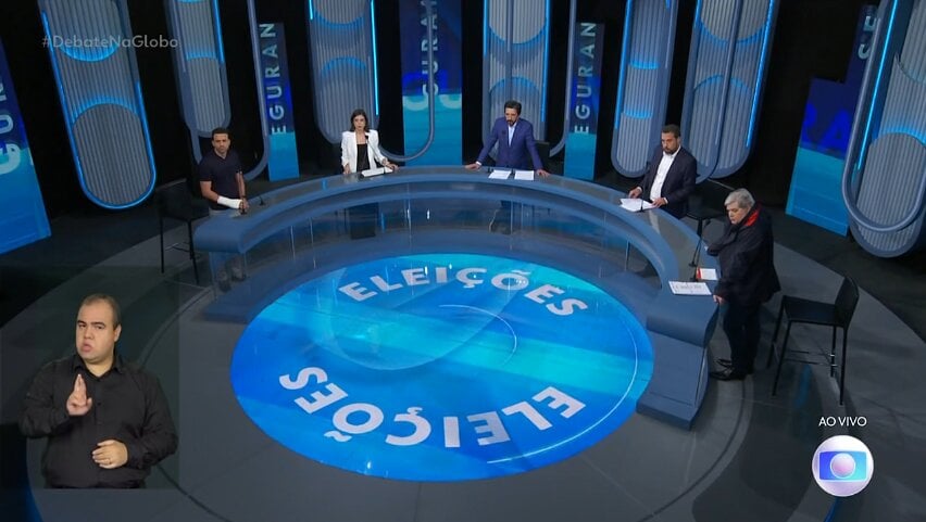 Os candidatos a prefeito de São Paulo no debate organizado pela TV Globo. Imagem: Reprodução/G1