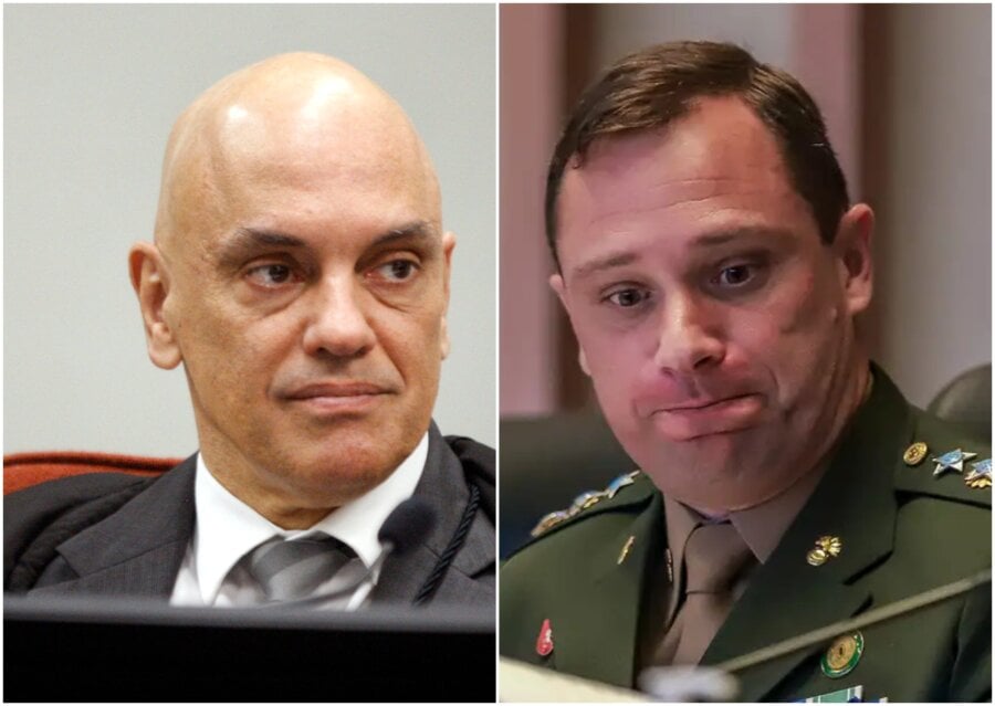 O ministro Alexandre de Moraes (STF) e o tenente-coronel Mauro Cid. Fotos: Nelson Jr./SCO/STF e Antônio Cruz/Agência Brasil