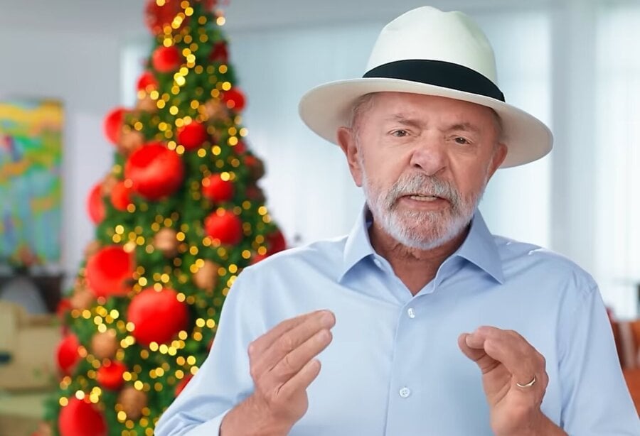 Em pronunciamento de natal, presidente Lula aposta em otimismo econômico para 2025 em meio a críticas pela alta do dólar. Foto: reprodução/TV Brasil