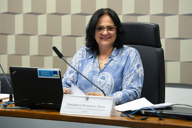 Damares Alves, ex-ministra de Bolsonaro, deve presidir a Comissão de Direitos Humanos no Senado. Foto: Jefferson Rudy/Ag. Senado