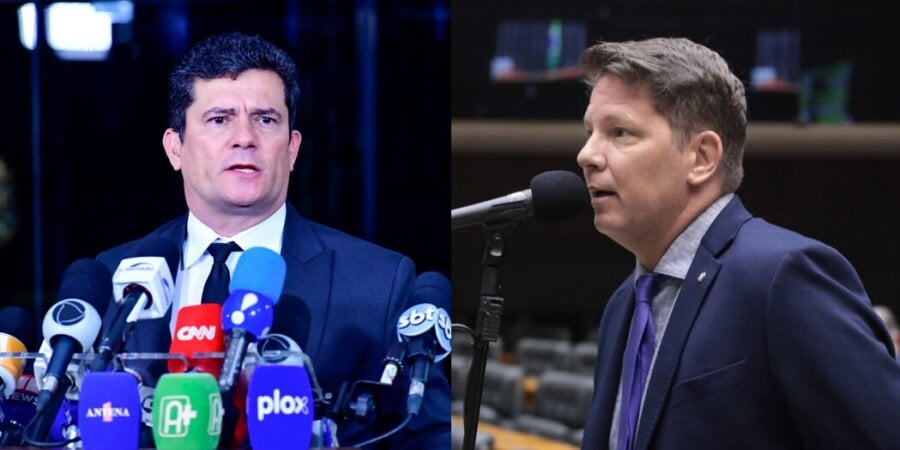 Sergio Moro e Mario Frias, ex-ministros de Bolsonaro, trocaram farpas no X em discussão sobre a Operação Lava-Jato. Fotos: Agência Senado e Agência Câmara