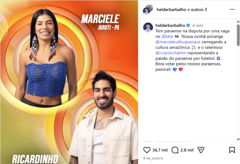 Publicação do governador Helder Barbalho. 