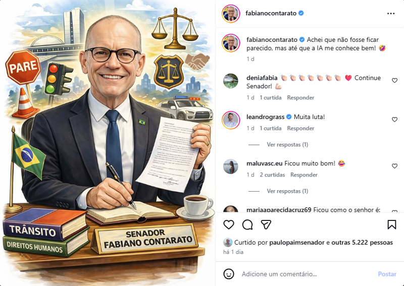 Caricatura do senador Fabiano Contarato.