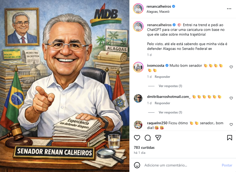 Caricatura do senador Renan Calheiros.