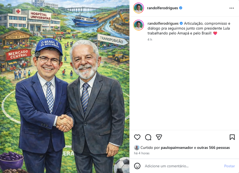 Caricatura do senador Randolfe Rodrigues.