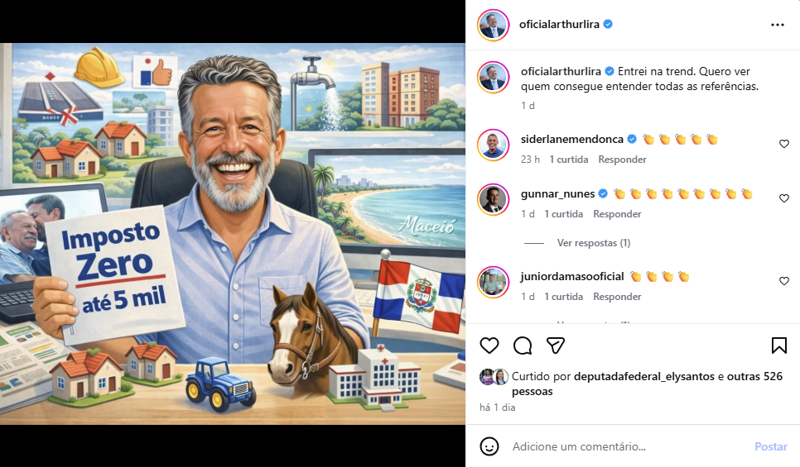 Caricatura do deputado Arthur Lira.