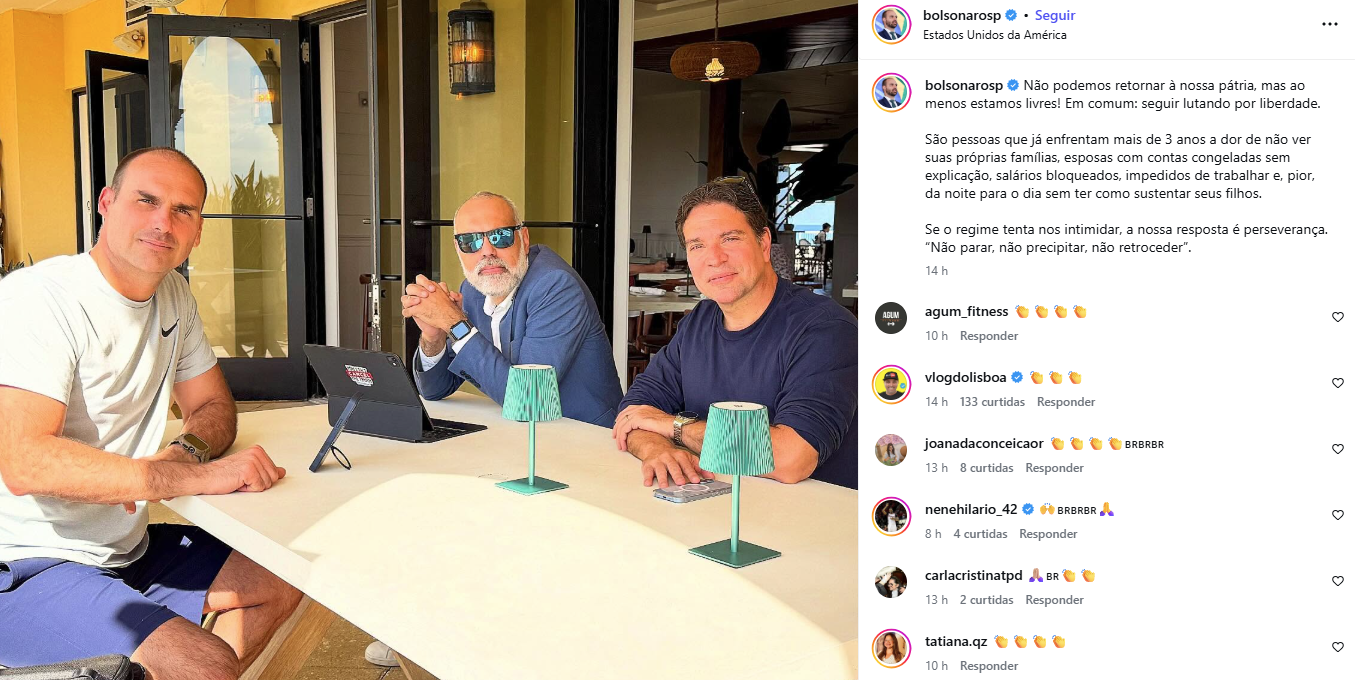 Eduardo, Allan dos Santos e Alexandre Ramagem se encontraram nos Estados Unidos.