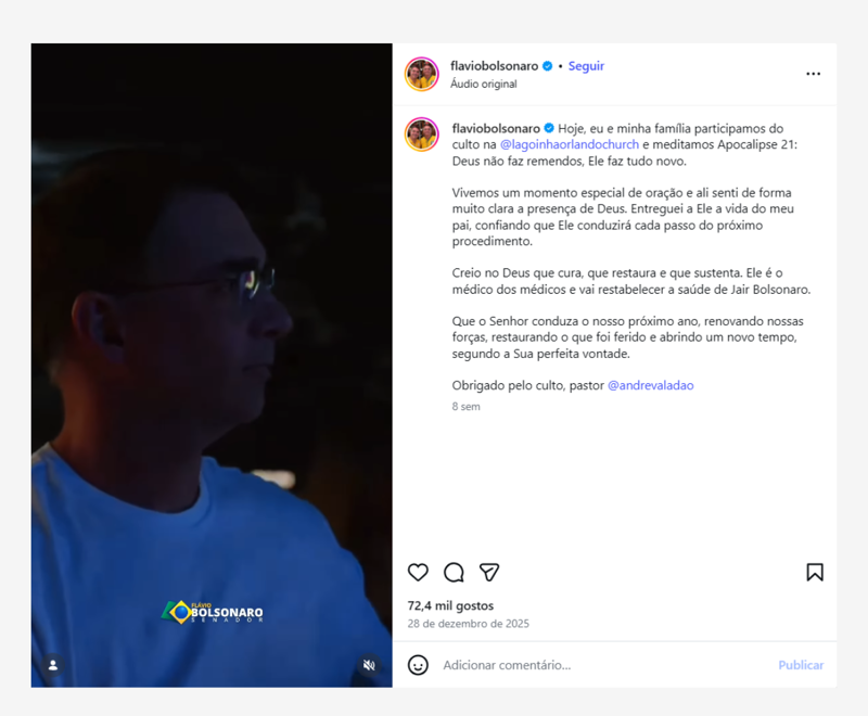 Publicação do senador Flávio Bolsonaro. 