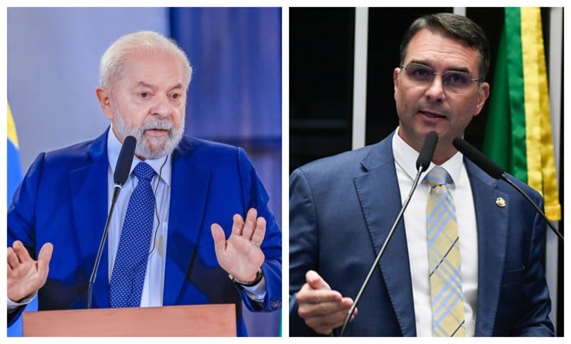 Lula e Flávio seguem à frente na disputa presidencial, de acordo com pesquisa.