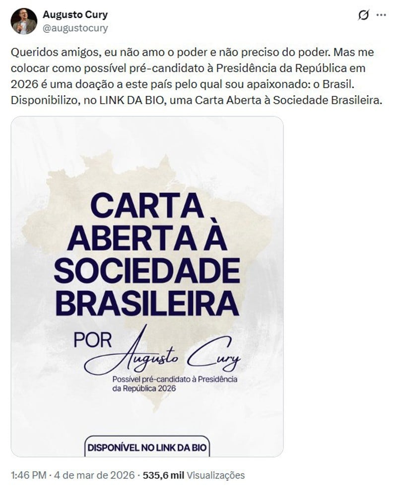 Publicação do escritor Augusto Cury. 