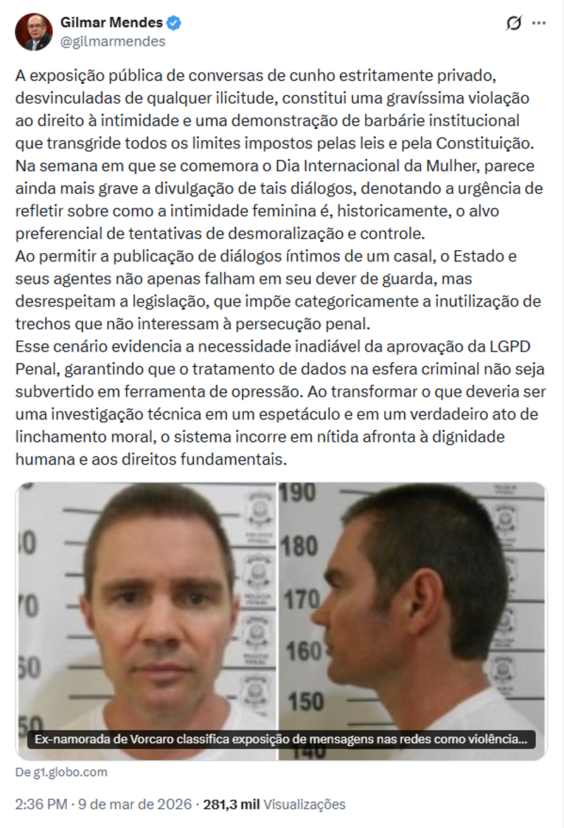 Publicação do ministro Gilmar Mendes.