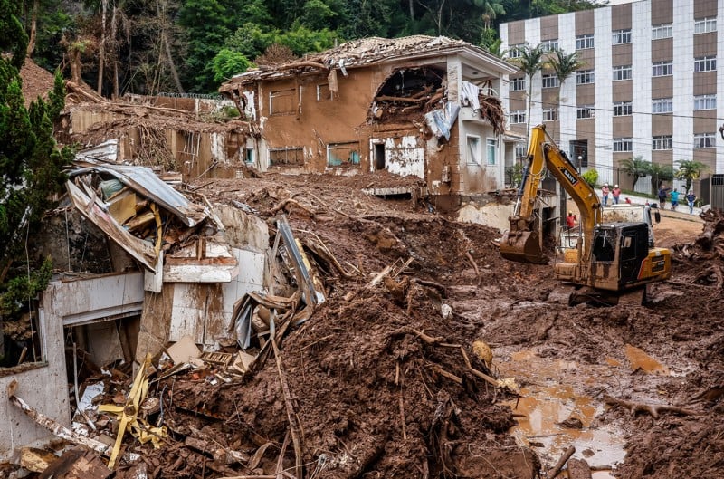 Cenário de destruição em Juiz de Fora, cidade fortemente afetada pelas chuvas nas últimas semanas.