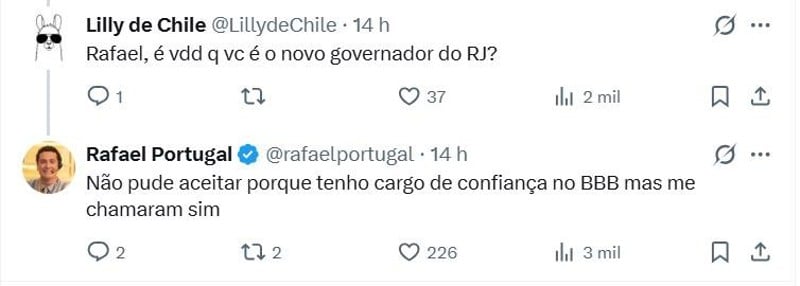 Publicação na rede social X.