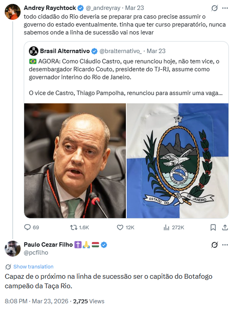 Publicação na rede social X.