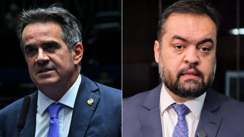 Ciro Nogueira (à esquerda) disse acompanhar a trajetória de Cláudio Castro (à direita) e que ele é bem-vindo na Federação União-PP.