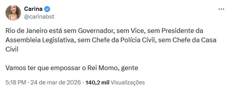 Publicação na redes social X.