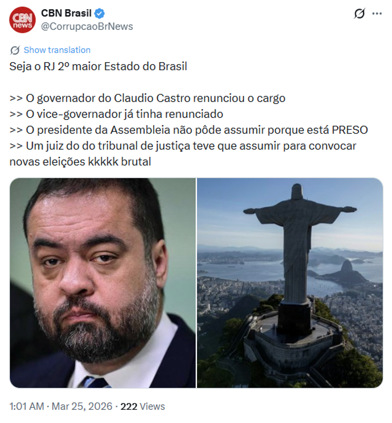 Publicação na rede social X.