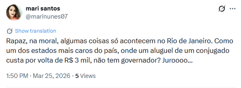 Publicação na rede social X.