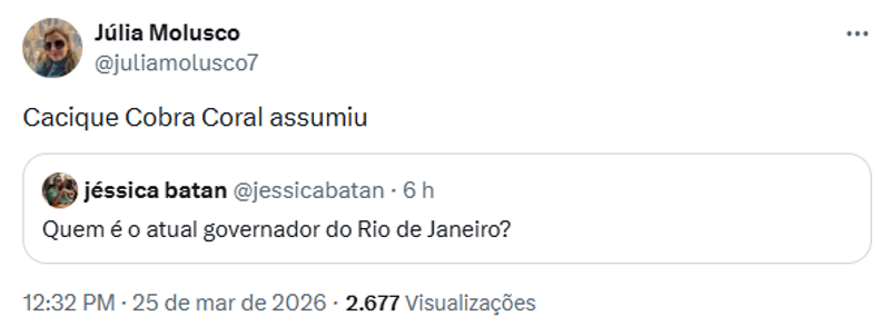 Publicação na redes social X.