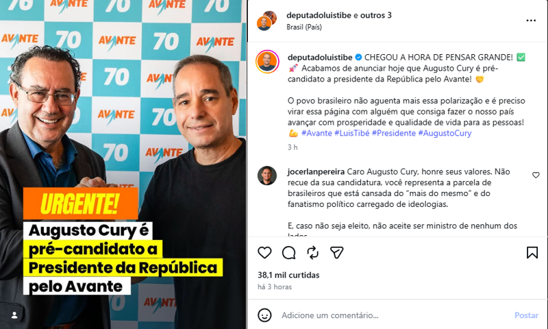 A candidatura foi anunciada nas redes sociais.