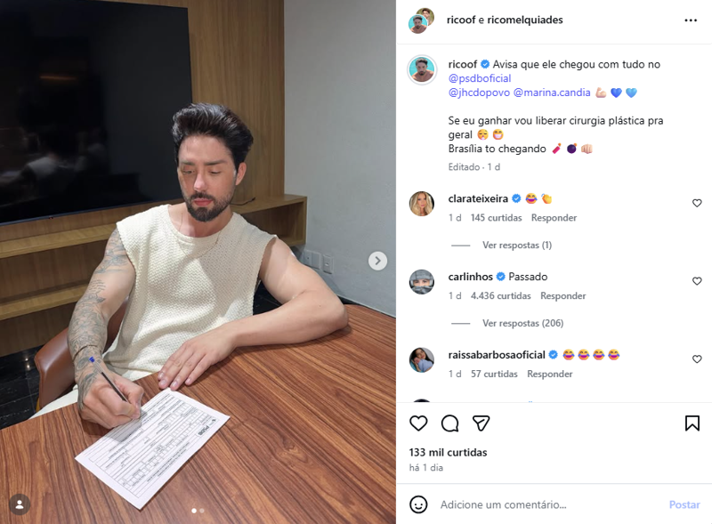 O influenciador anunciou a sua filiação por meio das redes sociais.