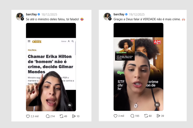 Publicação da influenciadora nas redes sociais.