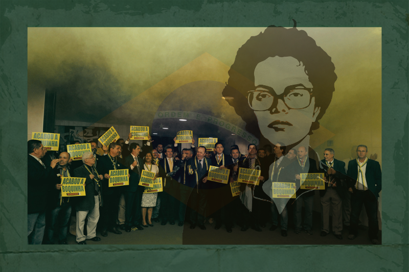 Protesto de parlamentares da oposição contra Dilma na Câmara em 2016.
