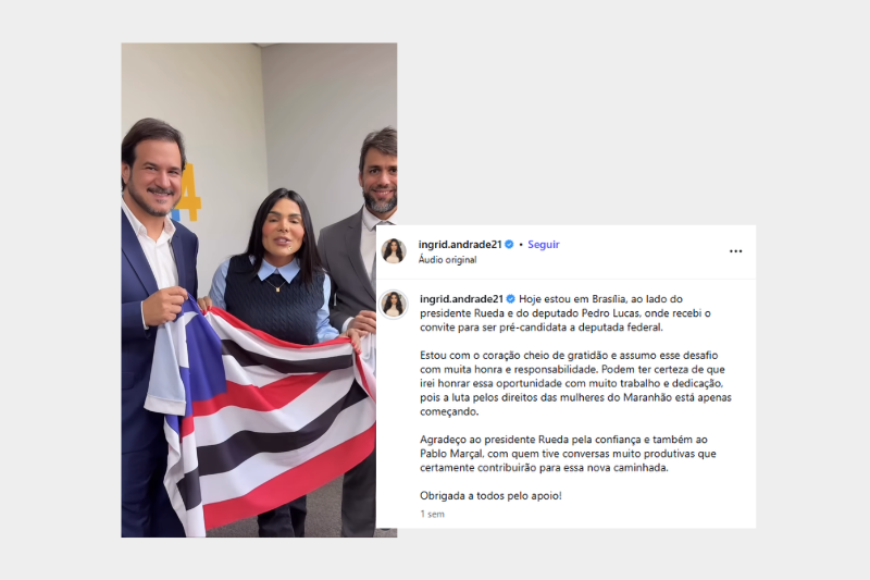 Publicação de Ingrid Andrade nas redes sociais.
