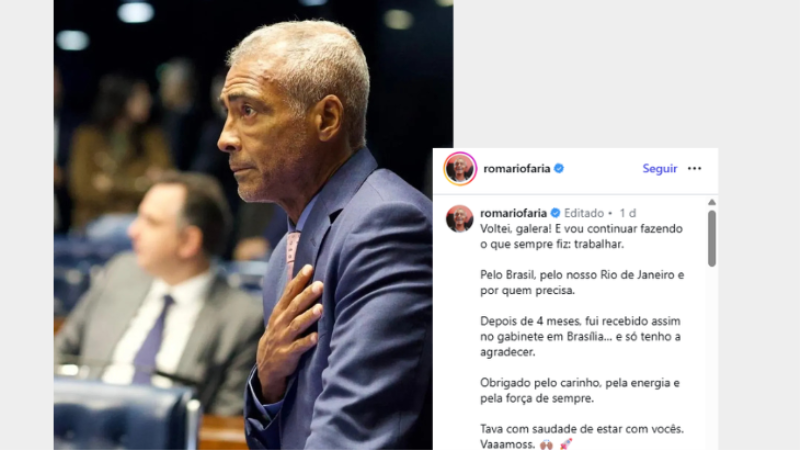 Após quatro meses de licença, o senador retoma as atividades no Senado.