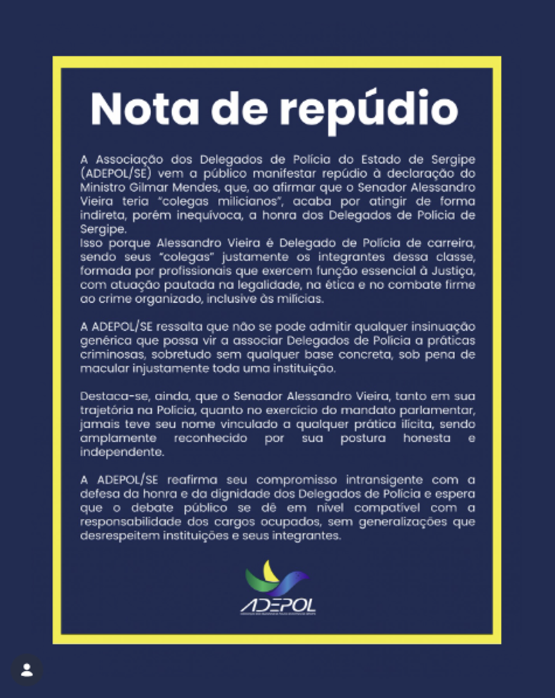 Publicação da associação nas redes sociais.