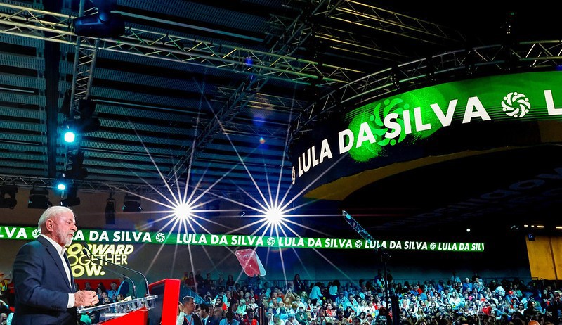 Lula durante a 1ª Reunião da Mobilização Progressista Global, realizada na Feira de Barcelona.