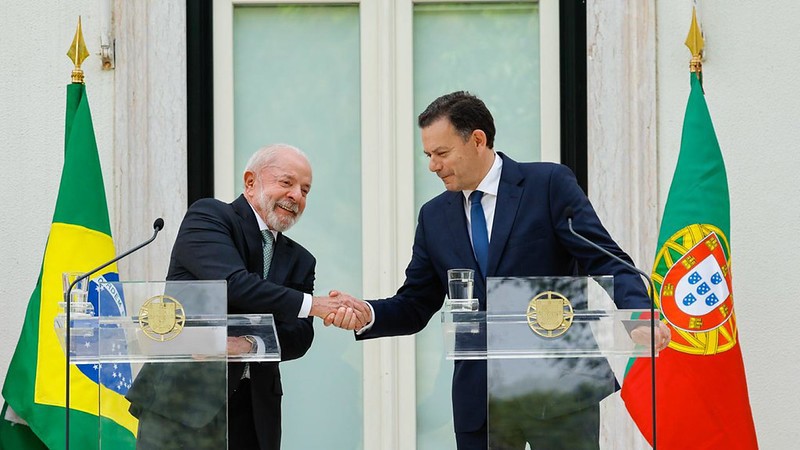 Lula e o primeiro-ministro português, Luís Montenegro, em Lisboa.