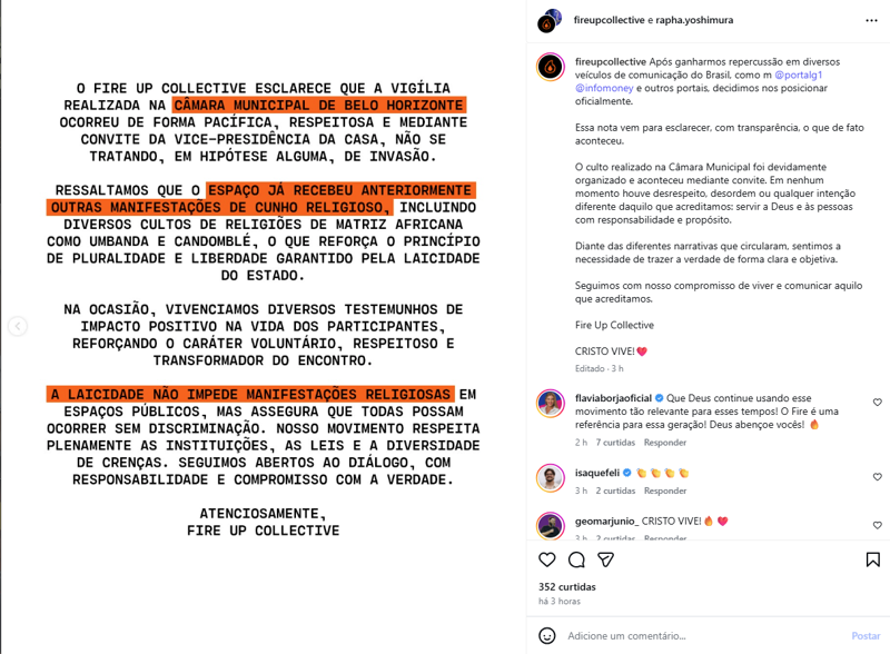 Nota do Fire Up Collective.