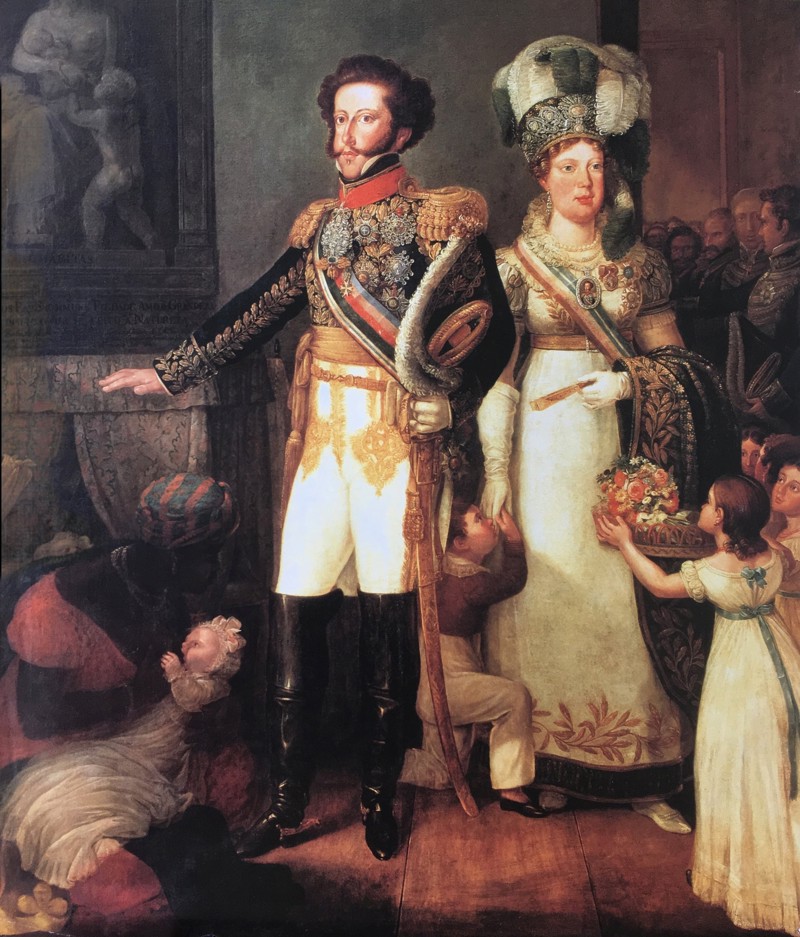 Reprodução de tela de Armand Pallière: Dom Pedro e Dona Leopoldina,1826.