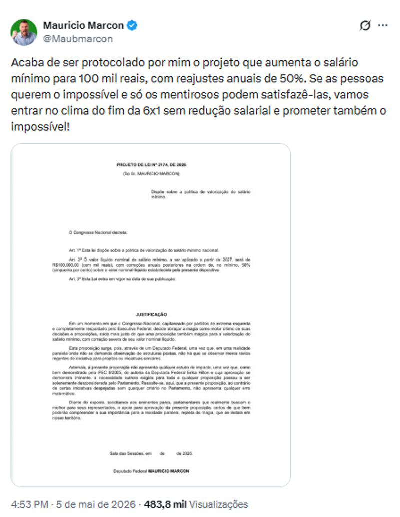 Mensagem publicada por Maurício Marcon no X.