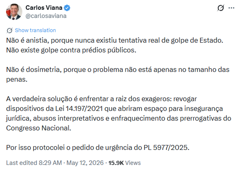 Carlos Viana nega tentativa de golpe de Estado no 8 de janeiro.