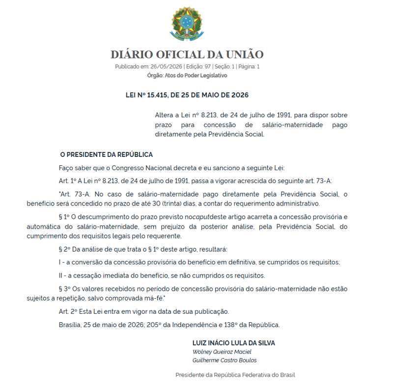 Confira a íntegra da lei.