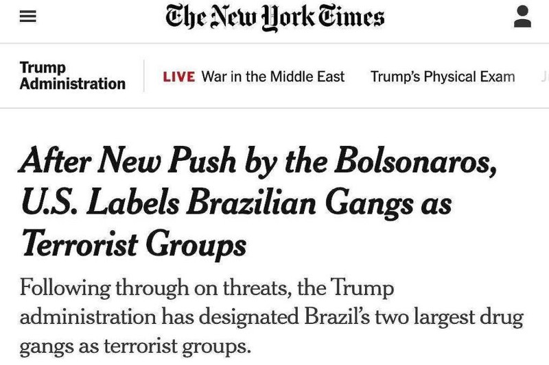 O New York Times destacou a pressão da família Bolsonaro.