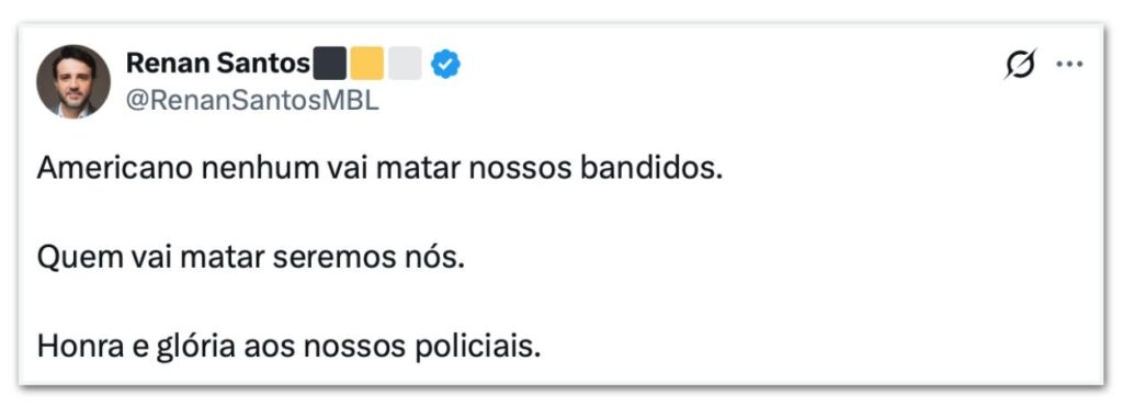 Renan Santos exaltou a atuação das polícias ao comentar a decisão dos Estados Unidos sobre PCC e Comando Vermelho.
