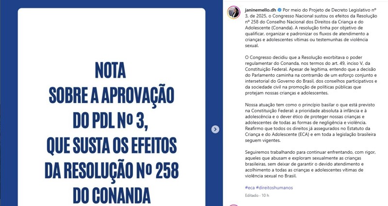 Ministra afirma que derrubada da norma contraria ação conjunta do governo, conselhos e sociedade civil.