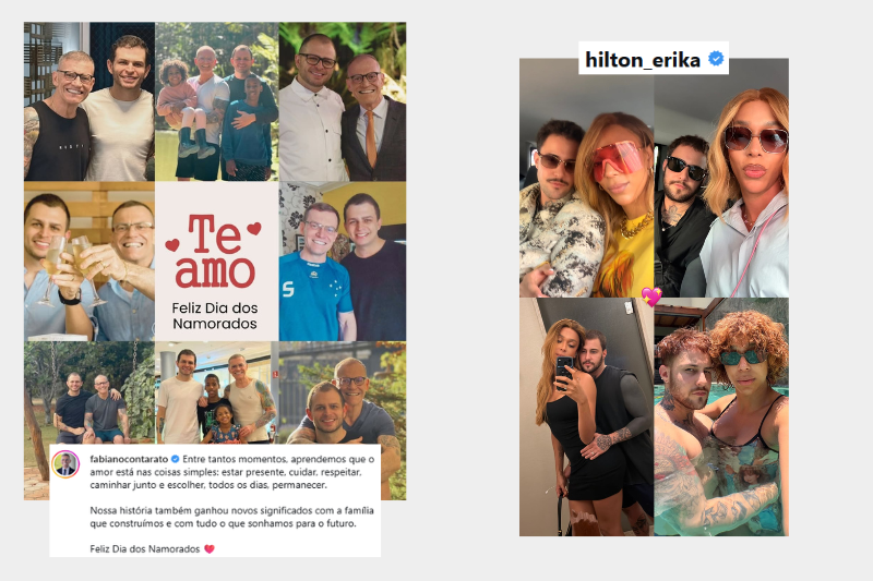 Publicações de Fabiano Contarato e Erika Hilton no Instagram.