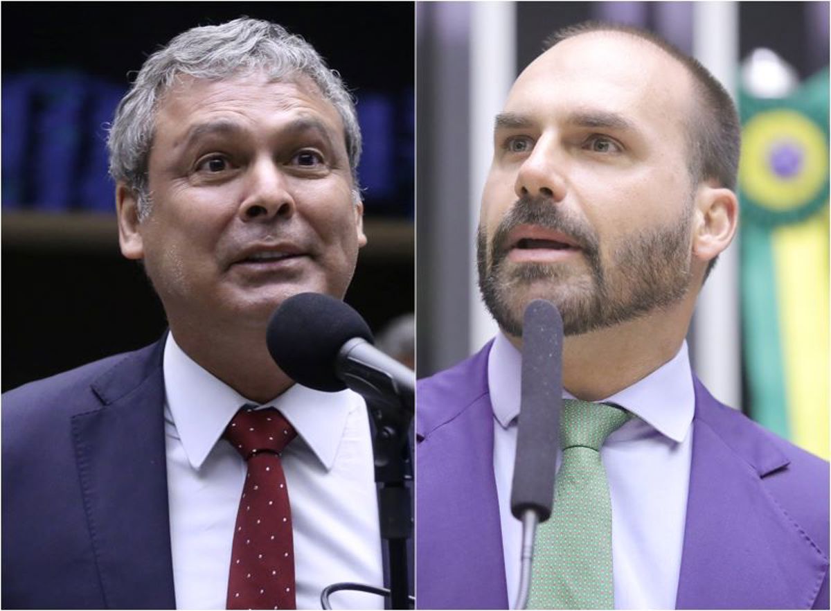 Os deputados Lindbergh Farias (PT-RJ) e Eduardo Bolsonaro (PL-SP)