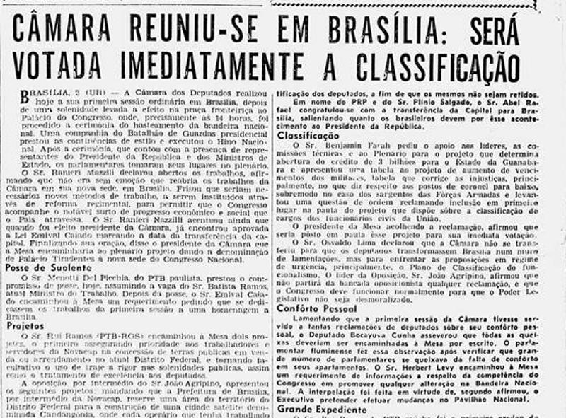 Trecho de reportagem do jornal Ultima Hora em 3 de maio de 1960
