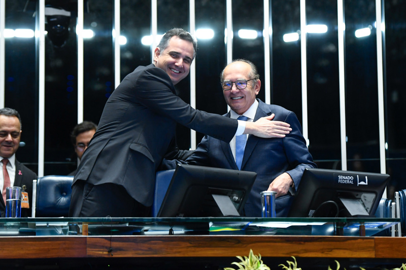 Senador Rodrigo Pacheco e o ministro Gilmar Mendes, do STF