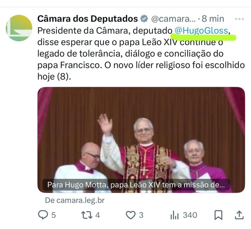 Gafe cometida no perfil da Câmara no X.
